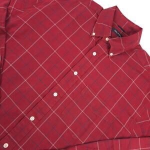Nautica Men's Large Red Plaid Button Down Shirt 100% Cotton Long Sleeve Casual L